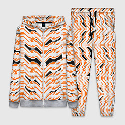 Женский 3D-костюм Агрессивный бело-оранжевый паттерн, цвет: 3D-меланж