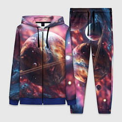 Женский 3D-костюм Объемный космос и планеты, цвет: 3D-синий
