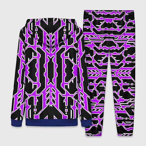 Женский костюм Техно фиолетовые линии с белой обводкой на чёрном / 3D-Синий – фото 2
