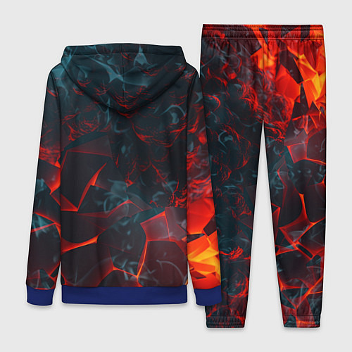 Женский костюм Темная абстракция с разломом красных плит / 3D-Синий – фото 2