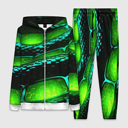 Женский 3D-костюм Зеленая змеиная абстрактная текстура, цвет: 3D-белый