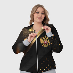 Женский 3D-костюм Золотой герб России на черно-золотой текстуре, цвет: 3D-меланж — фото 2