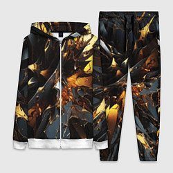 Женский 3D-костюм Раскол черных плит и янтаря, цвет: 3D-белый