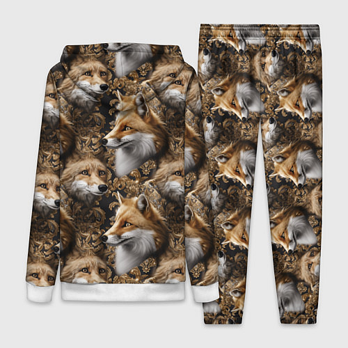 Женский костюм Лакшери паттерн с золотыми лисицами / 3D-Белый – фото 2