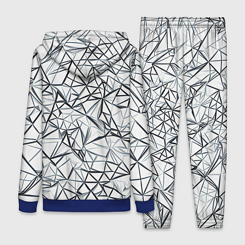 Женский костюм Чёрные хаотичные линии на белом фоне / 3D-Синий – фото 2