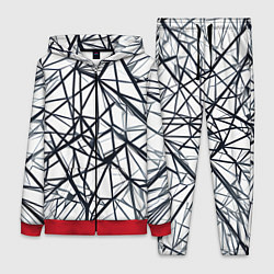 Женский 3D-костюм Чёрные хаотичные линии на белом фоне, цвет: 3D-красный