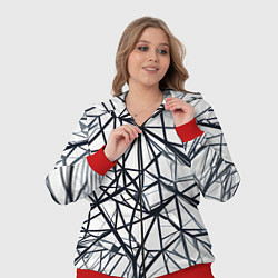 Женский 3D-костюм Чёрные хаотичные линии на белом фоне, цвет: 3D-красный — фото 2