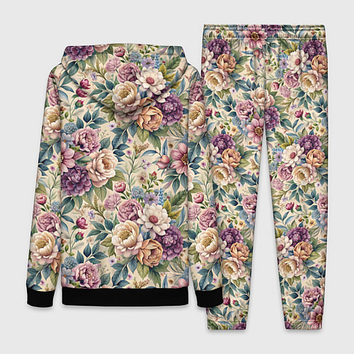 Женский костюм Нежные цветочные мотивы паттерны / 3D-Черный – фото 2