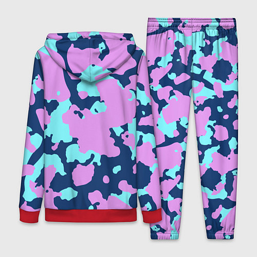 Женский костюм Паттерн с сиреневыми и голубыми пятнами / 3D-Красный – фото 2