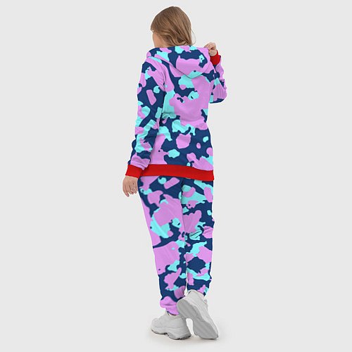 Женский костюм Паттерн с сиреневыми и голубыми пятнами / 3D-Красный – фото 5