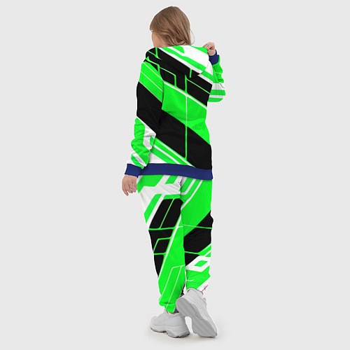 Женский костюм Зелёно-белые полосы и чёрный фон / 3D-Синий – фото 5