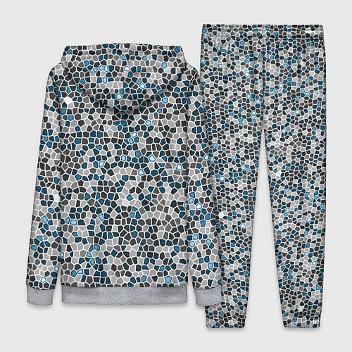Женский костюм Паттерн мозаика серый с голубым / 3D-Меланж – фото 2