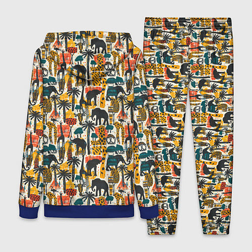 Женский костюм Африка паттерн пальмы животные / 3D-Синий – фото 2