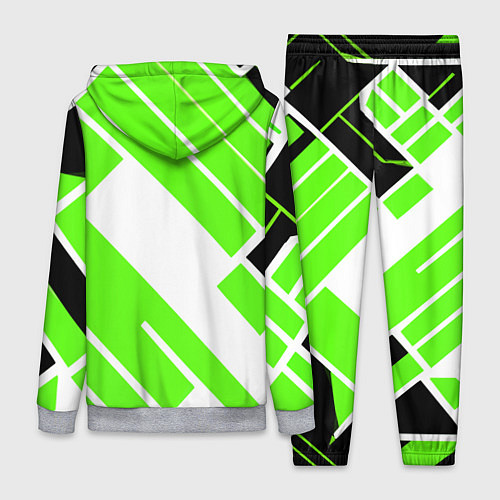 Женский костюм Зелёные широкие линии на белом фоне / 3D-Меланж – фото 2