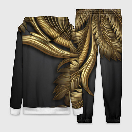 Женский костюм Золотые объемные листья на черном / 3D-Белый – фото 2