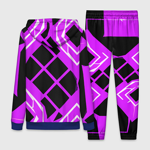 Женский костюм Чёрные квадраты и белые полосы на фиолетовом фоне / 3D-Синий – фото 2