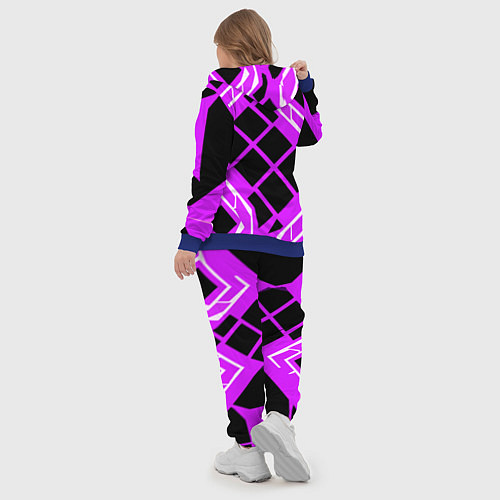 Женский костюм Чёрные квадраты и белые полосы на фиолетовом фоне / 3D-Синий – фото 5