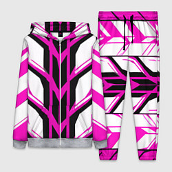 Женский 3D-костюм Чёрно-розовые полосы на белом фоне, цвет: 3D-меланж