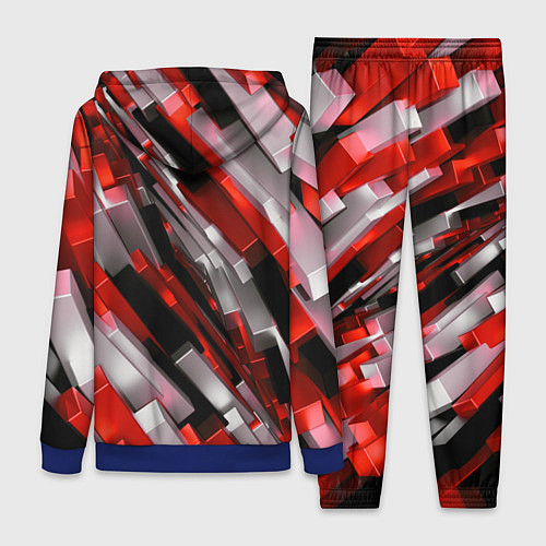 Женский костюм Черно-красно-белые наклонные блоки / 3D-Синий – фото 2