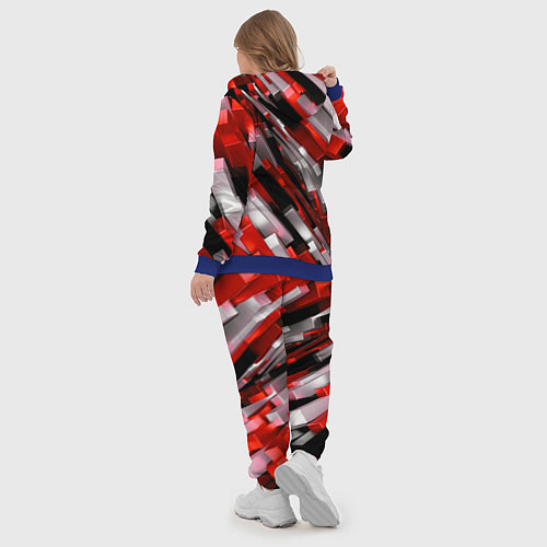 Женский костюм Черно-красно-белые наклонные блоки / 3D-Синий – фото 5