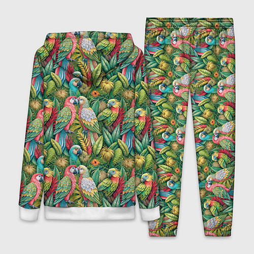 Женский костюм Влюбленные попугаи в листьях / 3D-Белый – фото 2