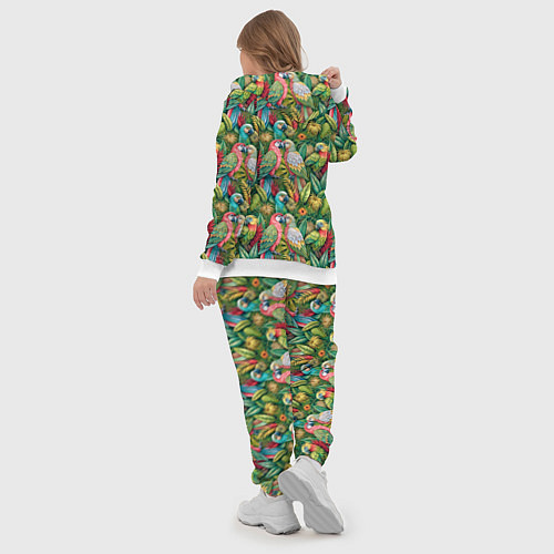 Женский костюм Влюбленные попугаи в листьях / 3D-Белый – фото 5