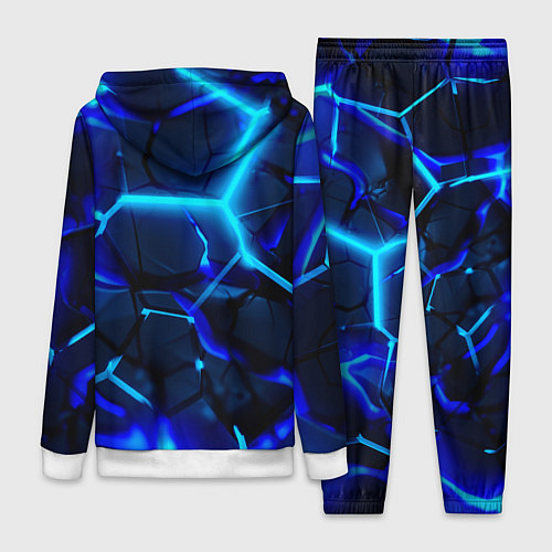 Женский костюм Яркие голубые неоновые плиты в разломе / 3D-Белый – фото 2