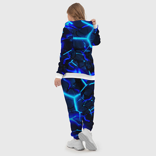 Женский костюм Яркие голубые неоновые плиты в разломе / 3D-Белый – фото 5