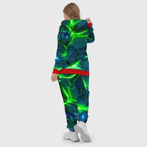 Женский костюм Неоновые яркие зеленые разломленные плиты со свето / 3D-Красный – фото 5
