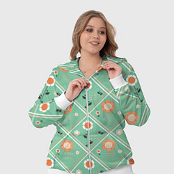 Женский 3D-костюм Зеленый цветочный - ретро, цвет: 3D-белый — фото 2