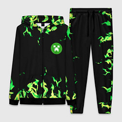 Женский 3D-костюм Minecraft green flame, цвет: 3D-черный