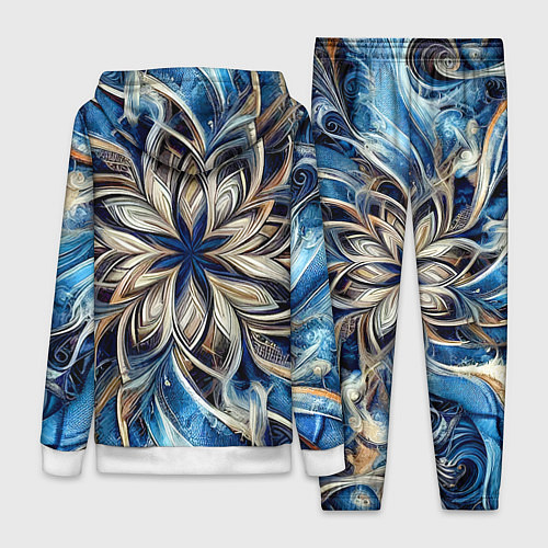 Женский костюм Джинса и цветочный орнамент - нейросеть / 3D-Белый – фото 2