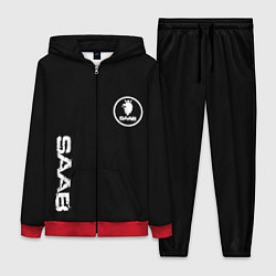 Женский 3D-костюм SAAB logo white, цвет: 3D-красный