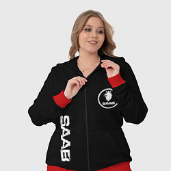 Женский 3D-костюм SAAB logo white, цвет: 3D-красный — фото 2