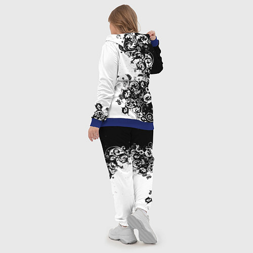 Женский костюм Чёрно белый стильный узор / 3D-Синий – фото 5