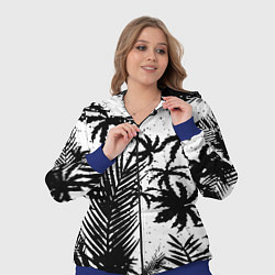 Женский 3D-костюм Чёрно белые пальмы, цвет: 3D-синий — фото 2