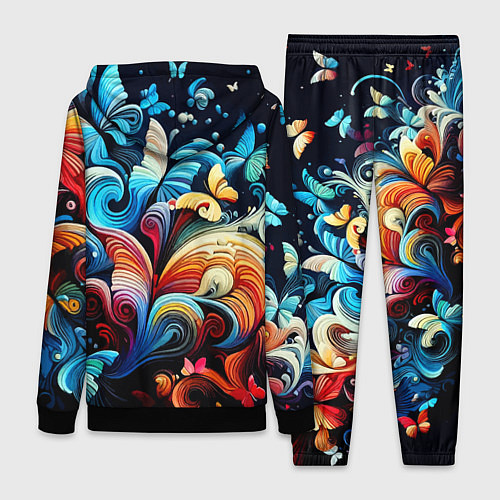 Женский костюм Бабочки и цветы в ночи - фантазия / 3D-Черный – фото 2