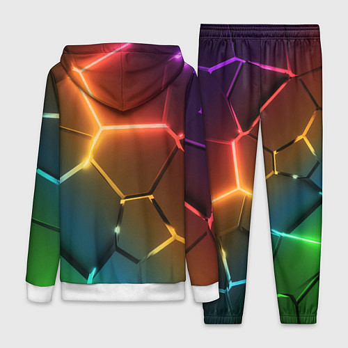 Женский костюм Радужные неоновые плиты в разломе / 3D-Белый – фото 2