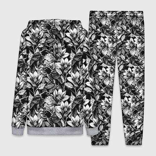 Женский костюм Вороны в цветах / 3D-Меланж – фото 2