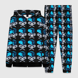 Женский 3D-костюм Череп в синей кепке, цвет: 3D-черный