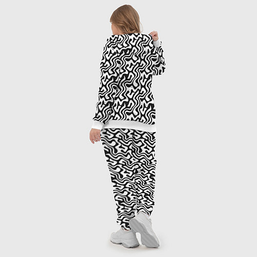 Женский костюм Черно-белый узор с абстрактными линиями / 3D-Белый – фото 5