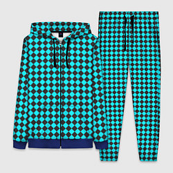 Женский 3D-костюм Паттерн клеточка, цвет: 3D-синий