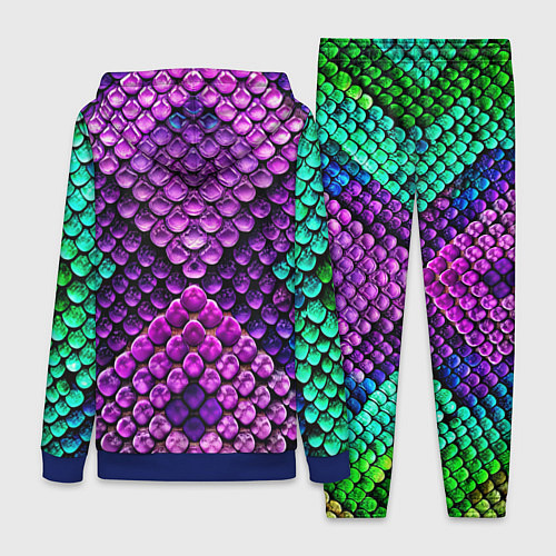 Женский костюм Фиолетовая текстурная кожа змеи / 3D-Синий – фото 2