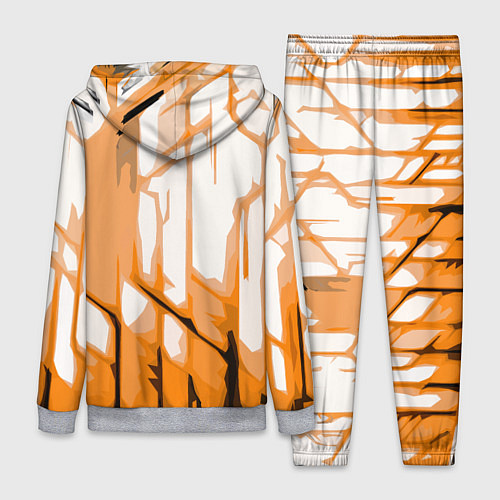 Женский костюм Оранжевые полосы на белом фоне / 3D-Меланж – фото 2