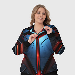 Женский 3D-костюм Разлом плит под углом с красным светом, цвет: 3D-черный — фото 2