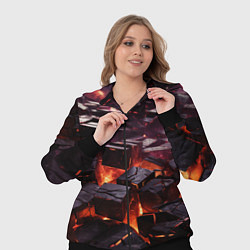 Женский 3D-костюм Черные абстрактные квадратные камни в лаве, цвет: 3D-черный — фото 2