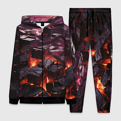 Женский 3D-костюм Черные абстрактные квадратные камни в лаве, цвет: 3D-черный