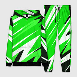 Женский 3D-костюм Geometry stripes green, цвет: 3D-черный