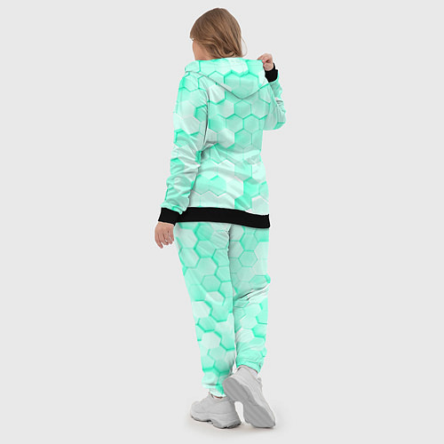 Женский костюм Ярко бирюзовые соты / 3D-Черный – фото 5