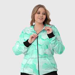 Женский 3D-костюм Ярко бирюзовые соты, цвет: 3D-черный — фото 2